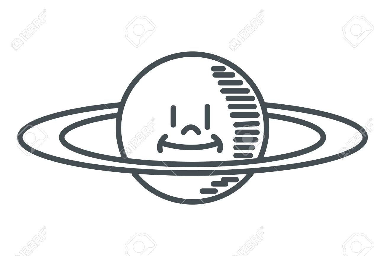 Simple Line Design Cute Planet Saturn Icon Vector Illustration Royalty Free Cliparts Vectors And Stock Illustration Image