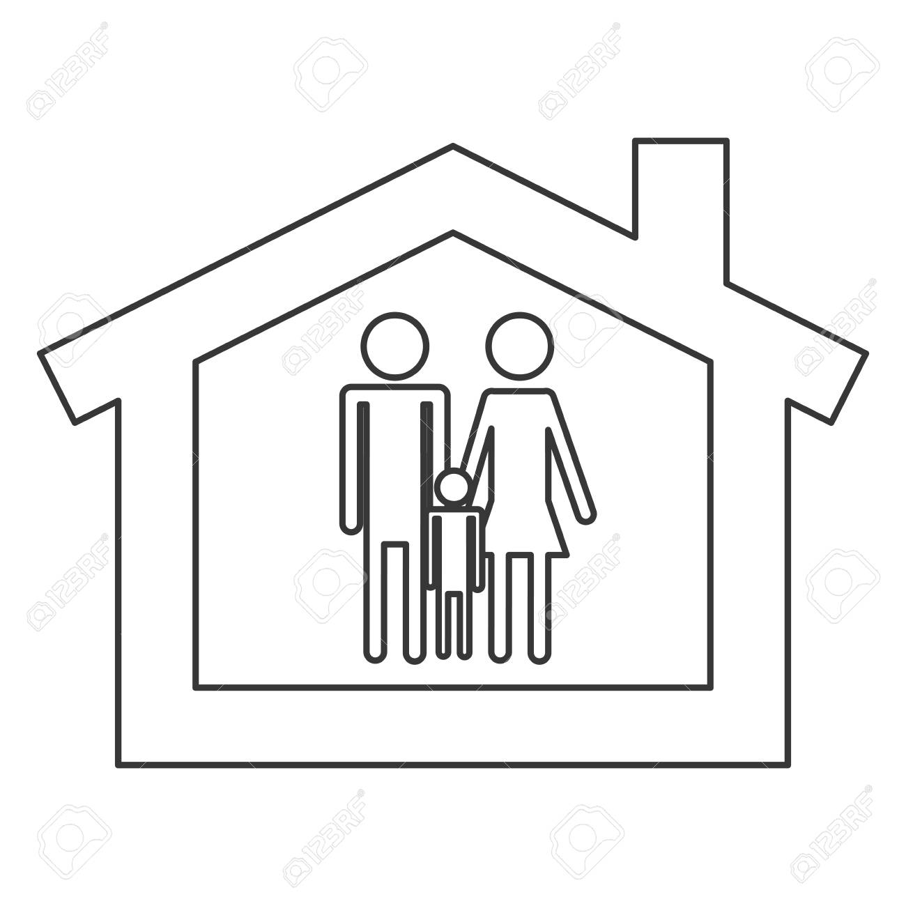 Simple Flat Design House Pictogram Icon Vector Illustration