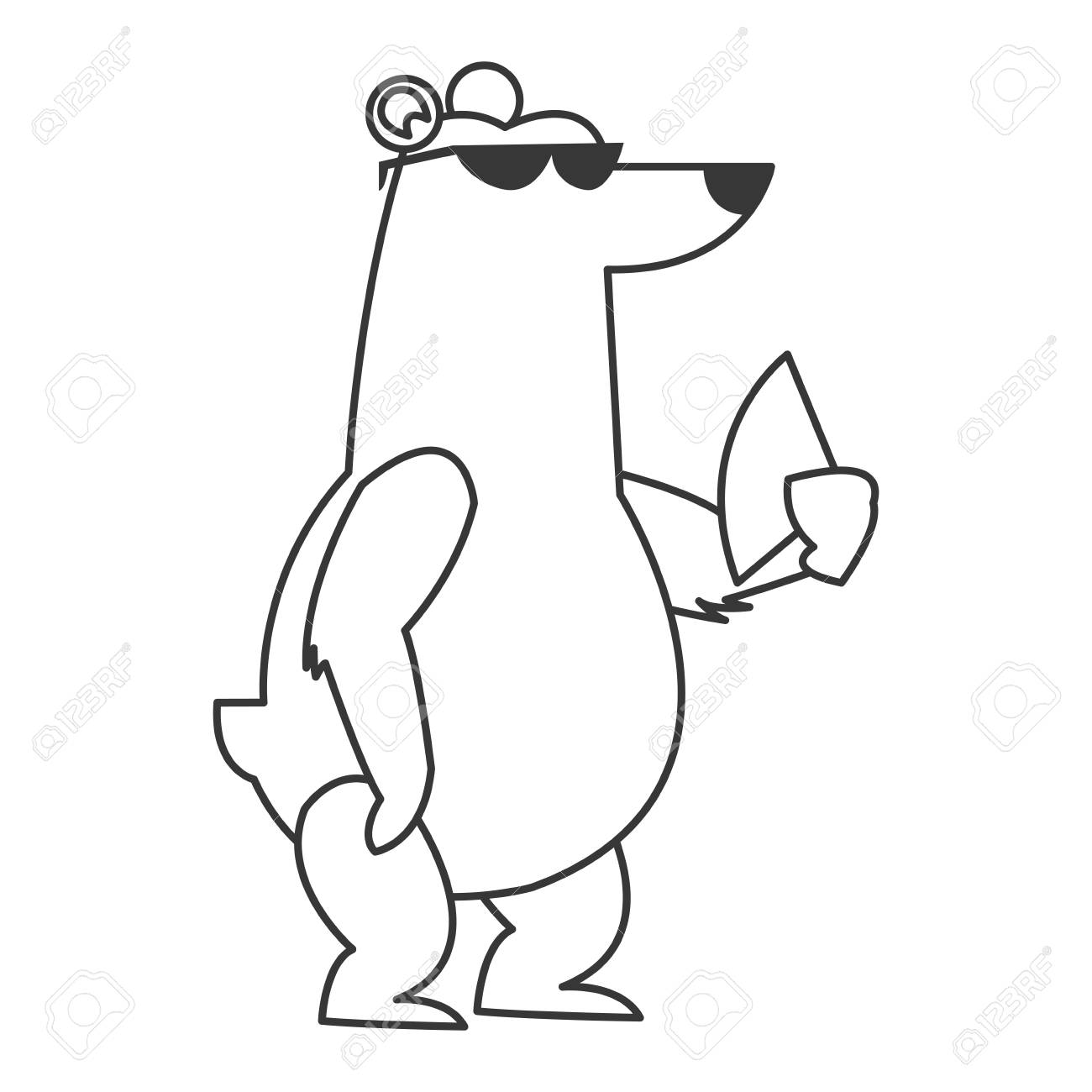 ファンのアイコン ベクトル図とサングラスを身に着けているフラットなデザインのシロクマのイラスト素材 ベクタ Image