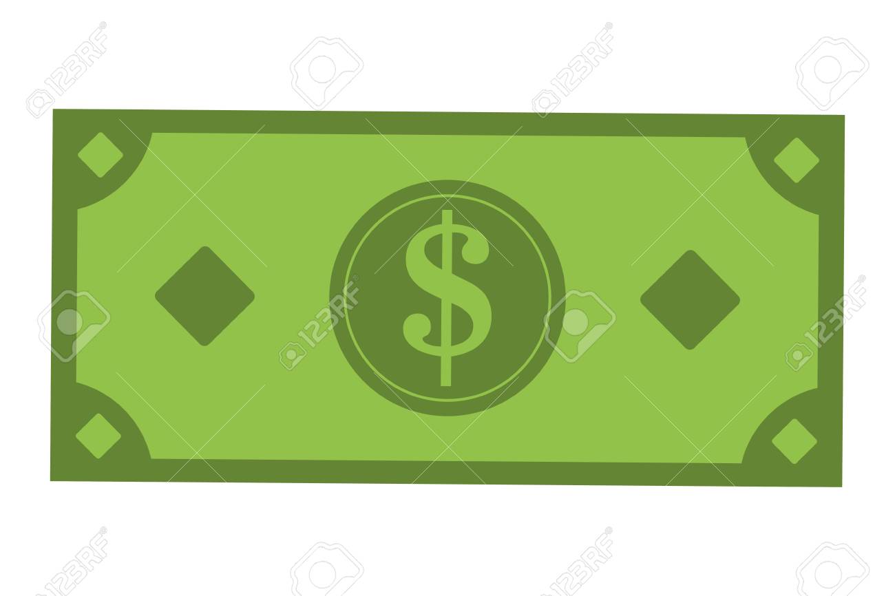 Flat Design Dollar Bill Icon Vector Illustration Royalty Free SVG,  Cliparts, Vectors, and Stock Illustration. Image 59384593., image size:1300x866