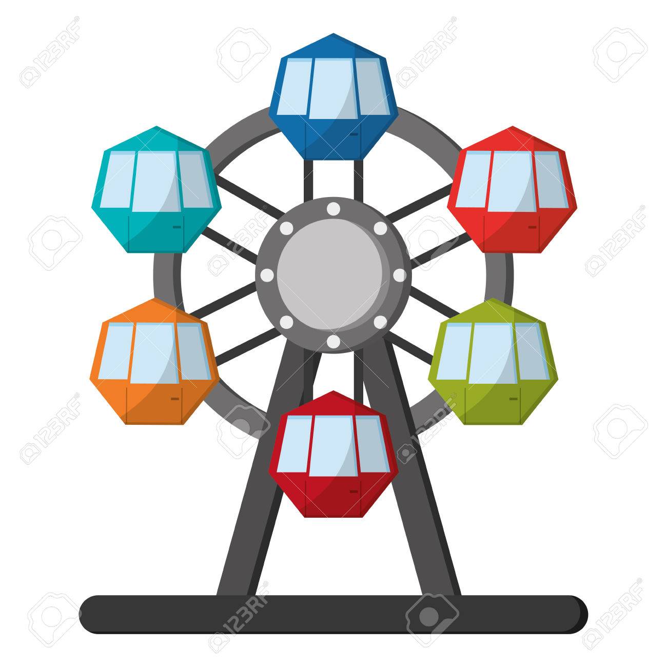 フラットなデザイン観覧車アイコン アイコン ベクトル図のイラスト素材 ベクタ Image