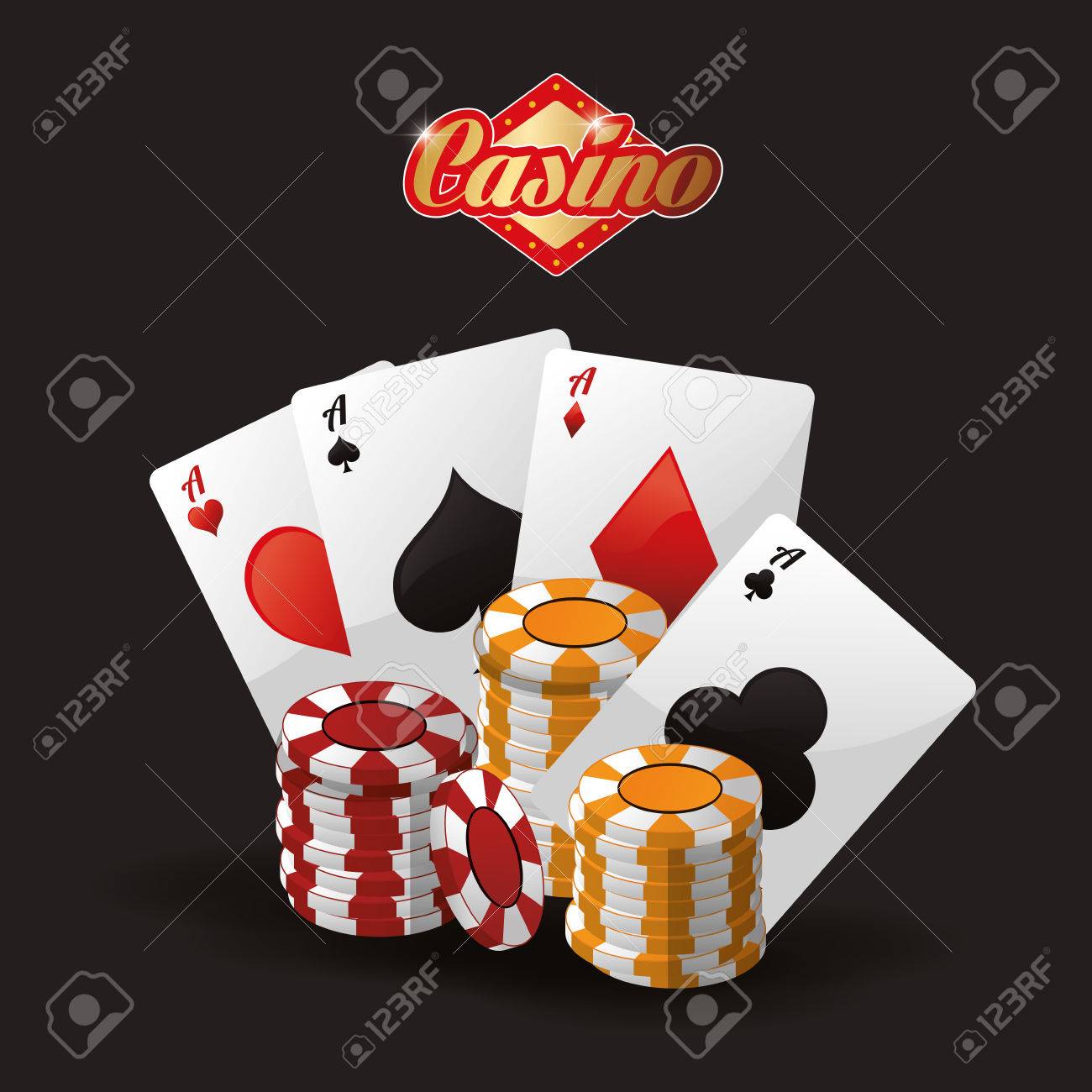 カード チップ カジノ ラスベガスのゲーム アイコン カラフルなイラスト ベクター グラフィック の写真素材 画像素材 Image