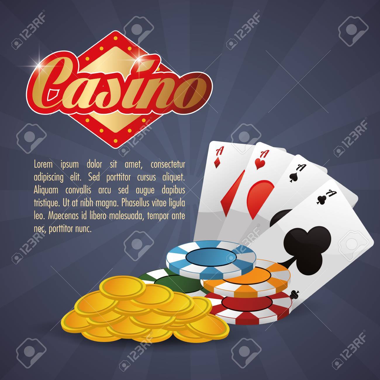 カード チップ コイン カジノ ラスベガスのゲーム アイコン カラフルなイラスト ベクター グラフィック の写真素材 画像素材 Image