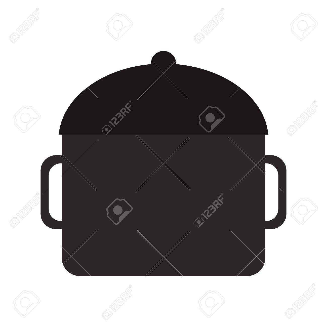 Cacerola De La Cocina. Icono Plana. Imitación Dibujar Con Cacerola De La Cocina. Icono Plana. Imitación Dibujar Con