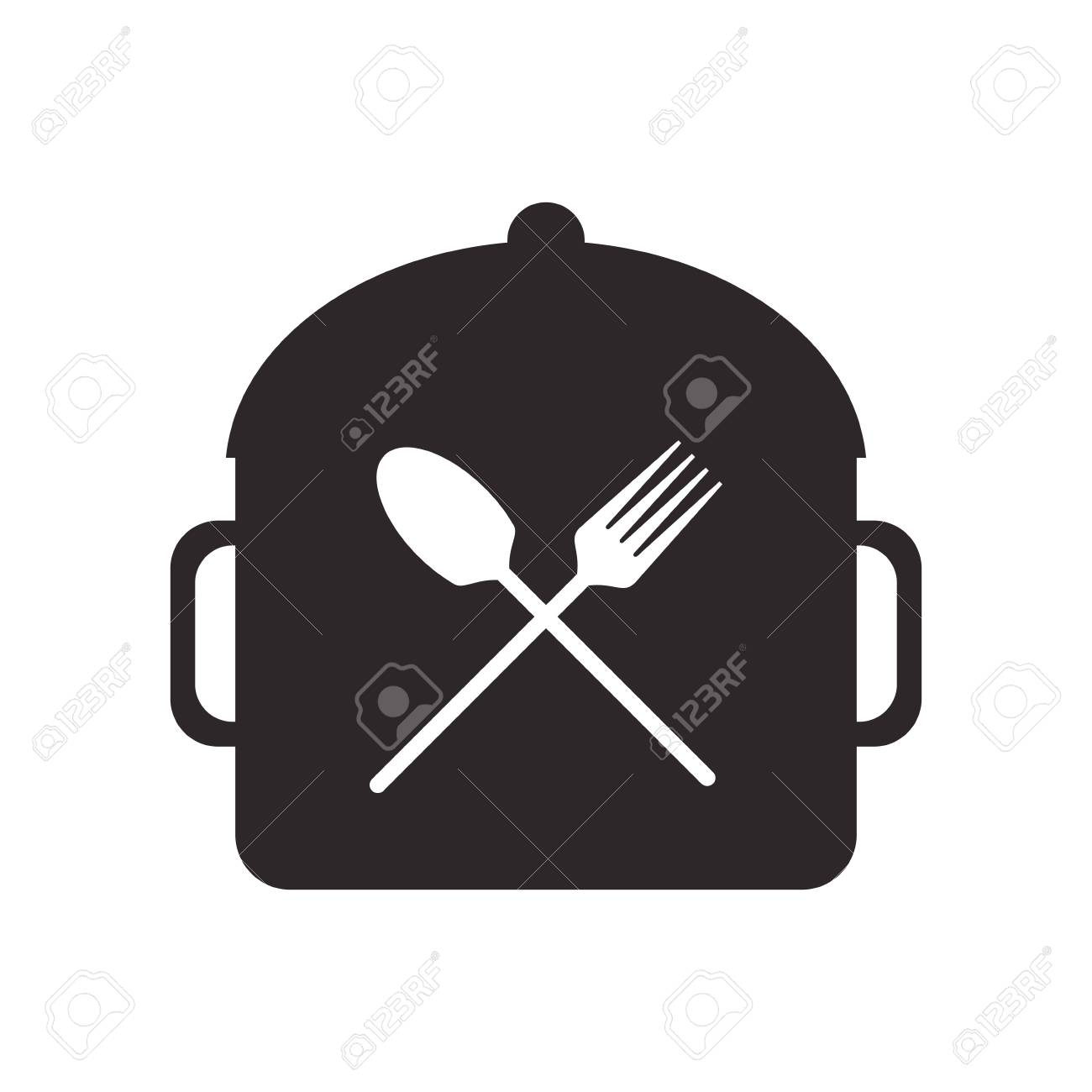 Cacerola De La Cocina. Icono Plana. Imitación Dibujar Con Cacerola De La Cocina. Icono Plana. Imitación Dibujar Con