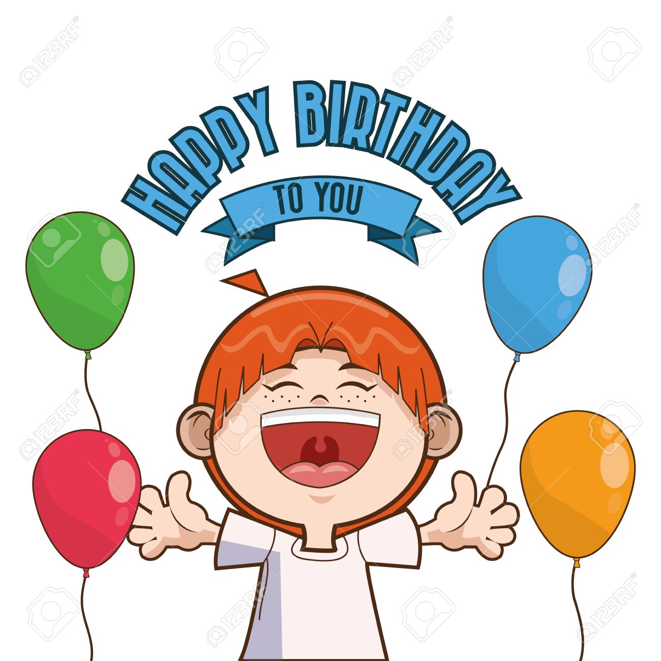 Enfant Ballons Garcon Dessin Anime Cri Celebration Icone Joyeux Anniversaire Conception Coloree Vector Illustration Clip Art Libres De Droits Vecteurs Et Illustration Image