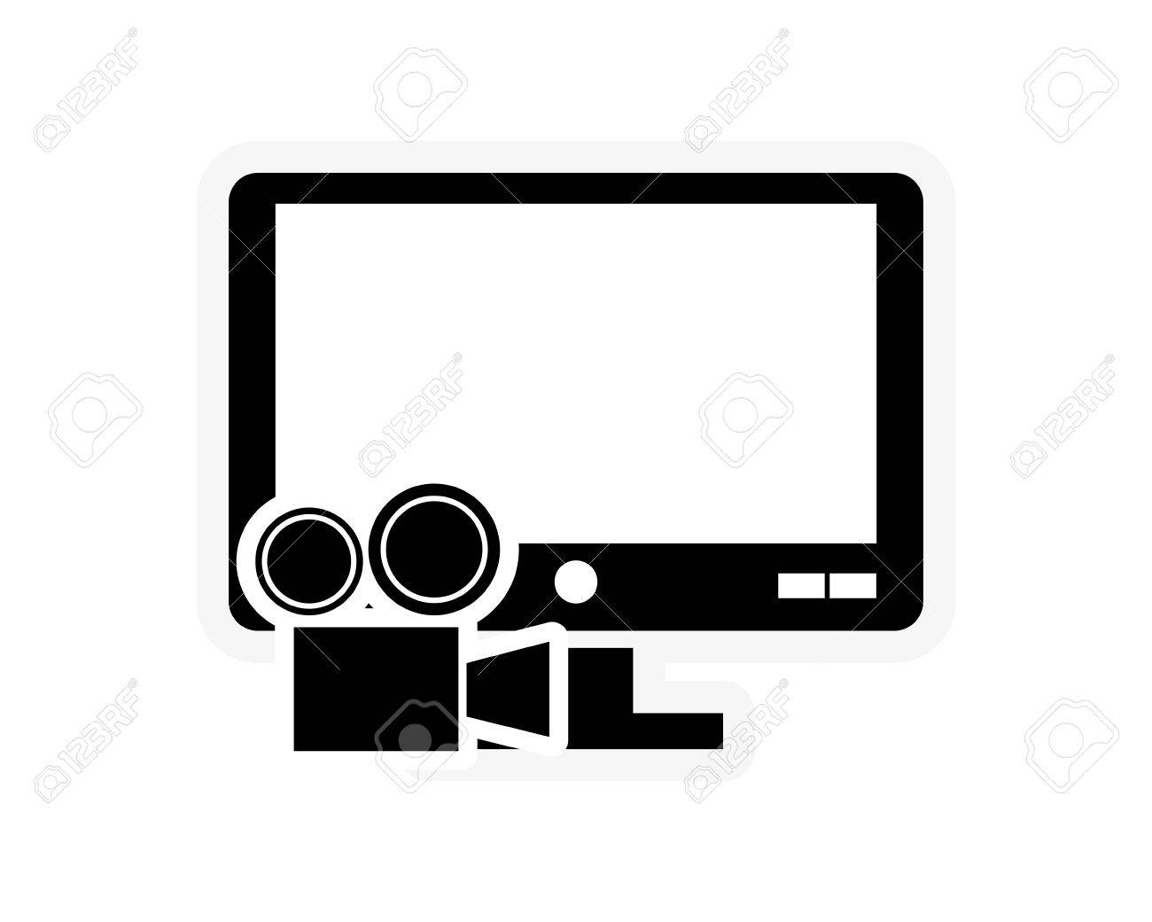 フラットなデザインのコンピューター モニターや映画プロジェクター アイコン ベクトル図 のイラスト素材 ベクタ Image