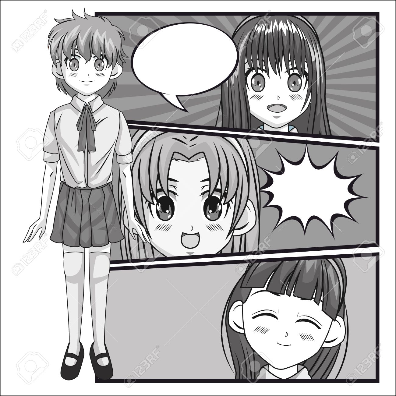 Line art Anime Desenho Feminino Manga, manga, branco, criança
