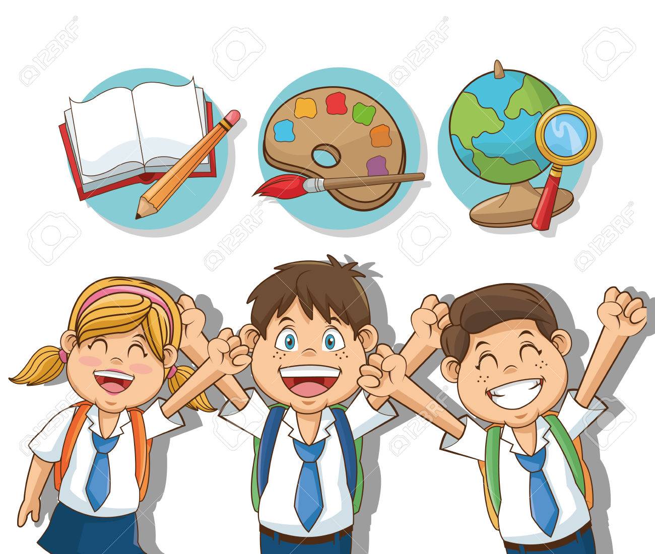 boys and girl cartoons students back to school education and cartoon education