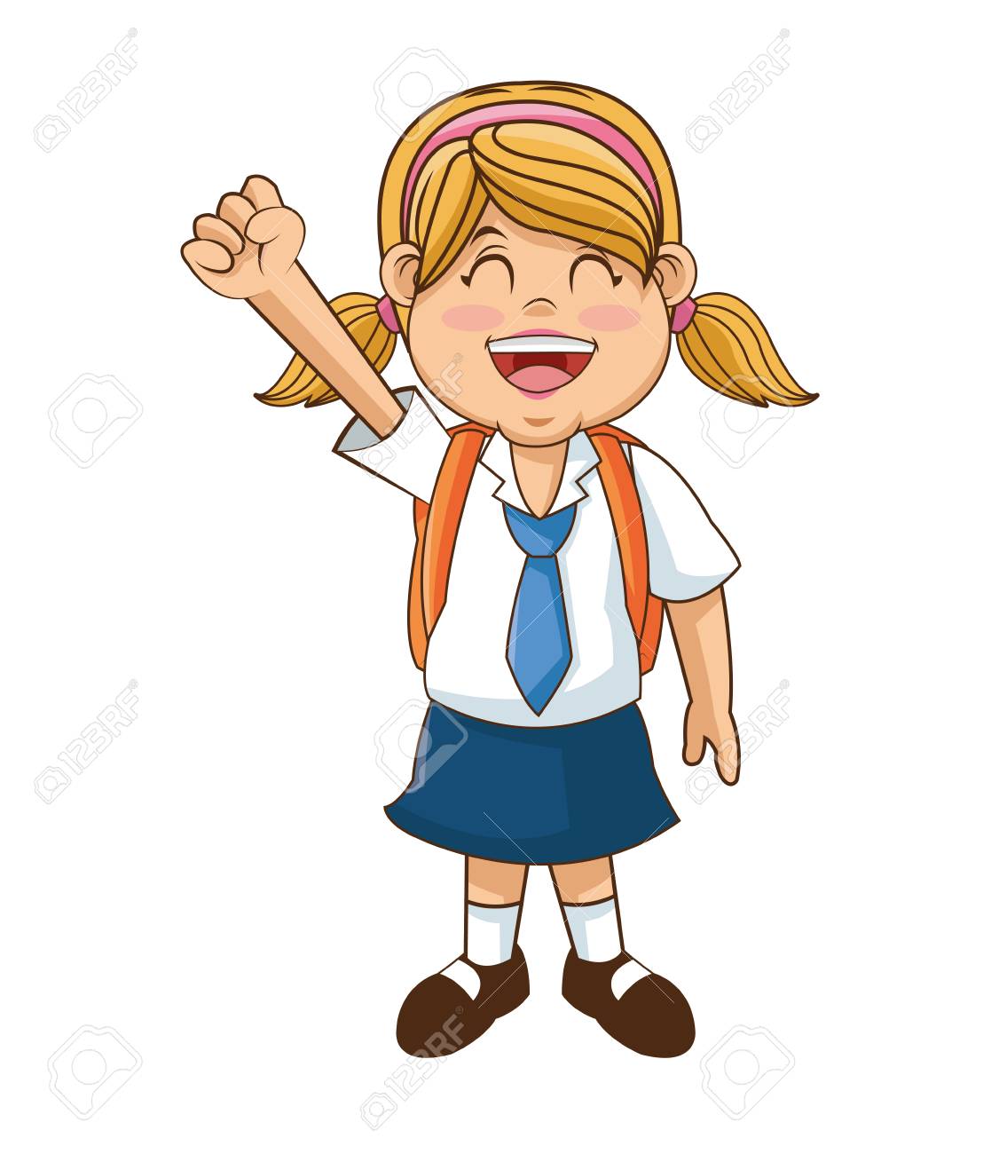 Madchen Cartoon Student Zuruck Zu Schulbildung Und Kindheitsthema Bunter Entwurf Vektor Illustration Lizenzfrei Nutzbare Vektorgrafiken Clip Arts Illustrationen Image