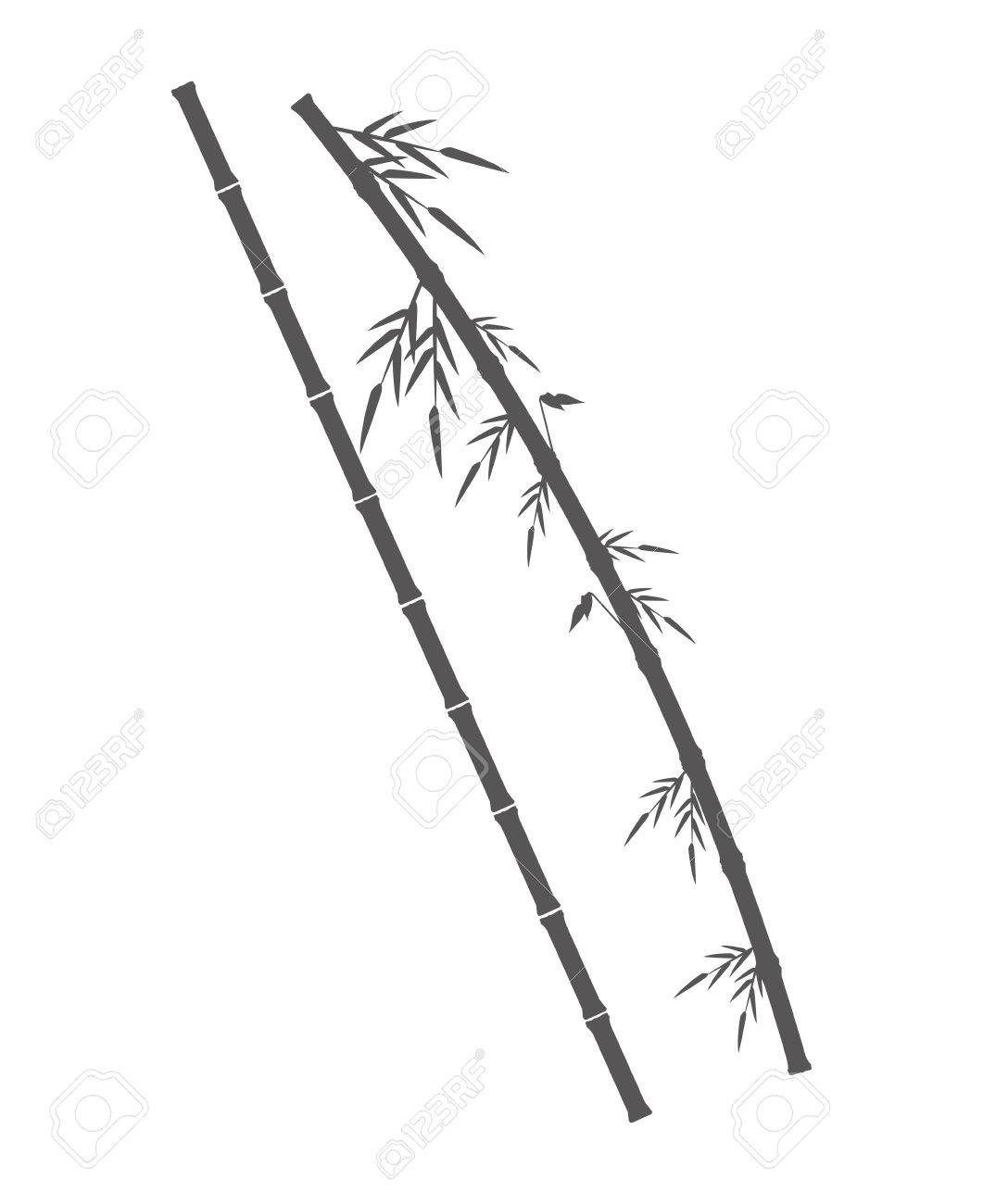 竹の葉のアイコンとトランク 自然植物の装飾とアジアのテーマ シルエット デザイン ベクトル図のイラスト素材 ベクタ Image