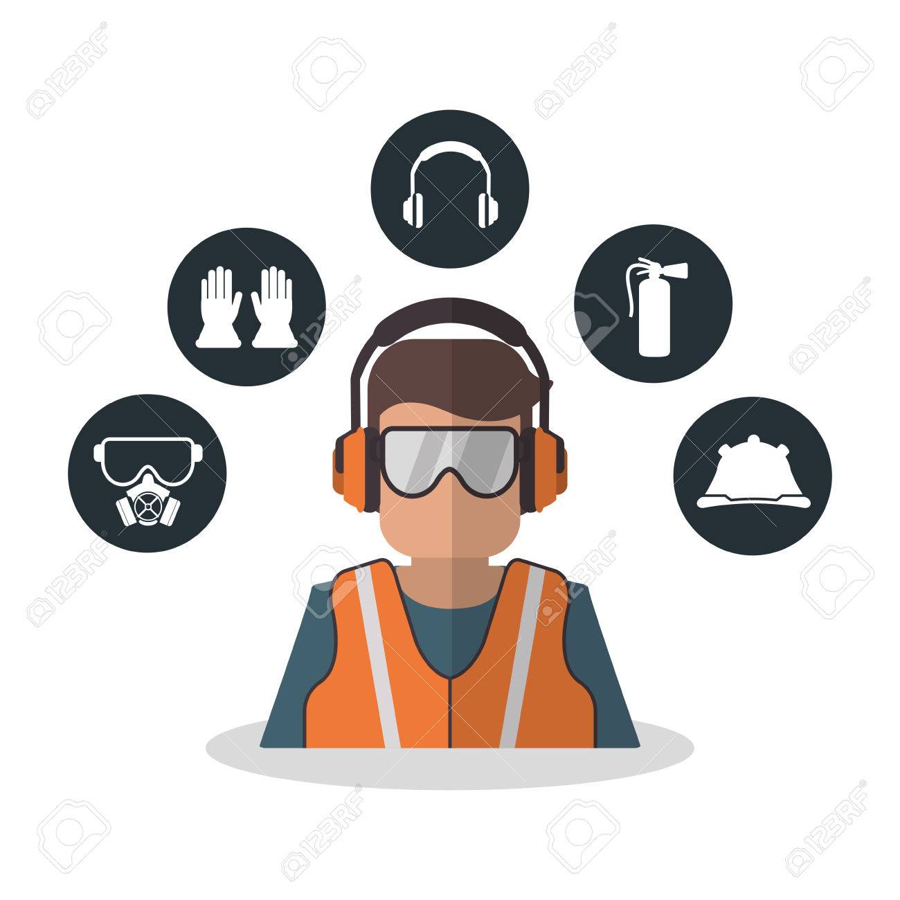 avatar worker with glasses icon industrial safety security and
