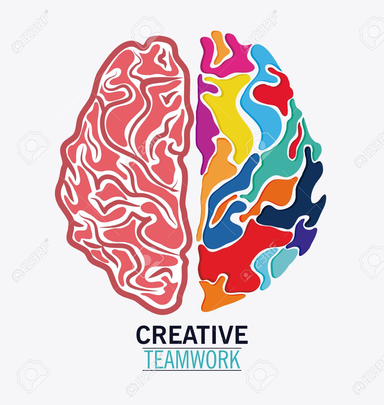 brain icon creative teamwork and big idea theme colorful and