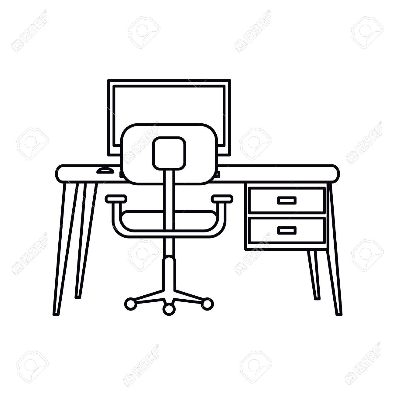 ピクトグラム職場現代的な Pc アームチェア デスク ベクトル図のイラスト素材 ベクタ Image ピクトグラム職場現代的な Pc アームチェア デスク ベクトル図のイラスト素材 ベクタ Image