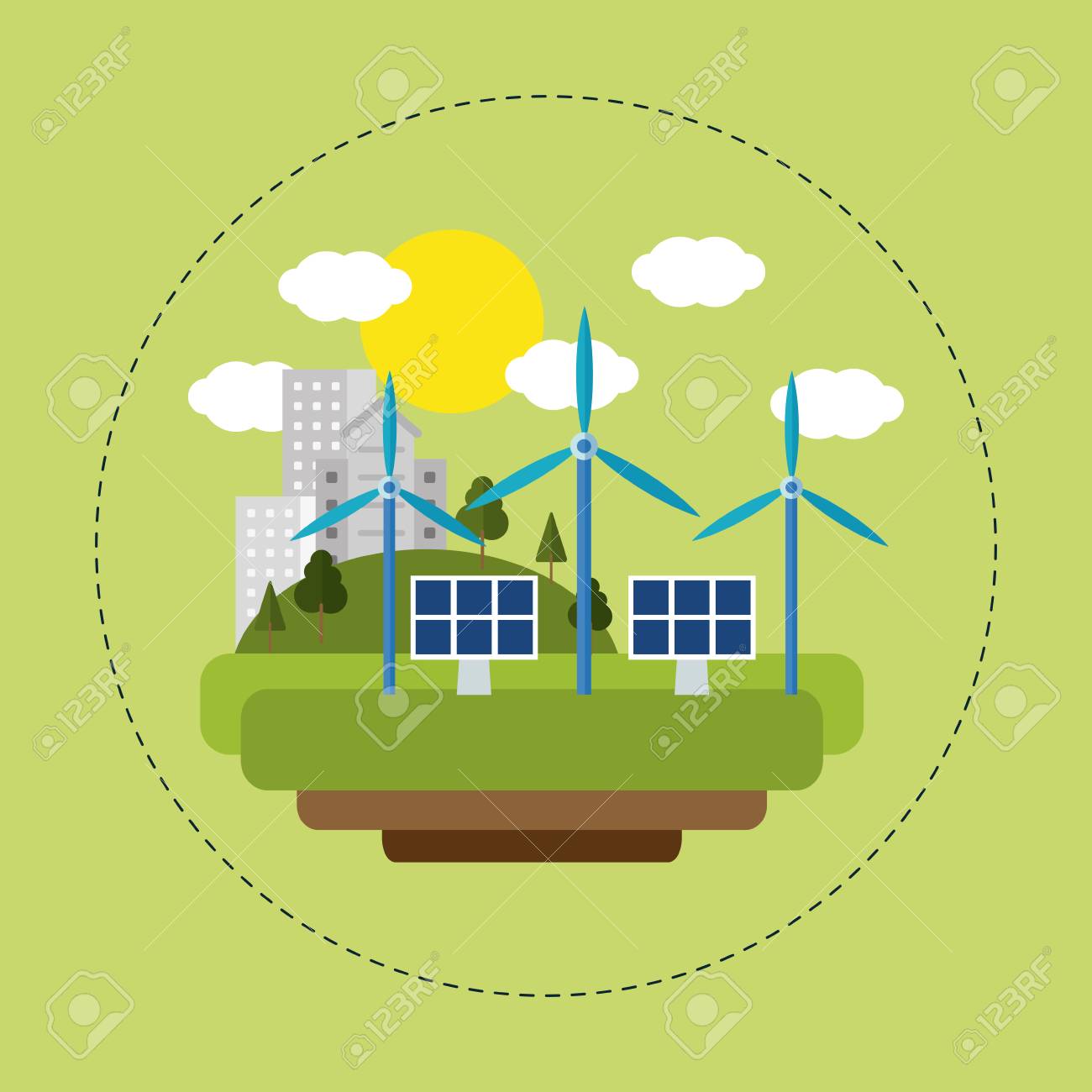 再生可能エネルギー太陽風市ベクトル イラスト Eps 10 のイラスト素材 ベクタ Image
