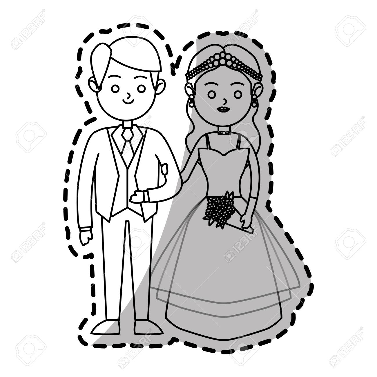 新郎新婦のアイコン 結婚式結婚愛と結婚のデザイン ベクトル図のイラスト素材 ベクタ Image