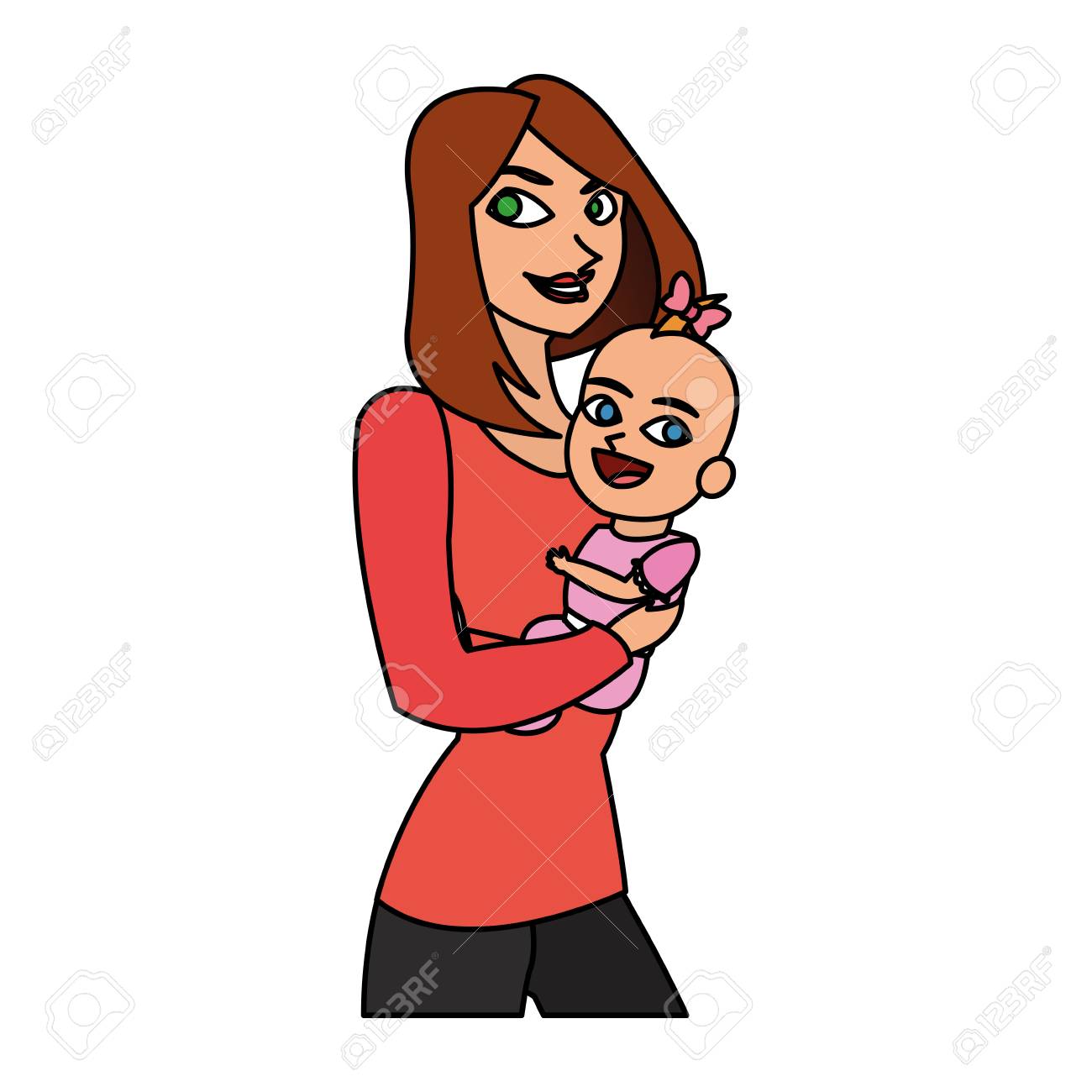 Icone De Dessin Anime Bebe Et Mere Enfant Enfant Petit Theme Petit Et Infantile Conception Isolee Illustration Vectorielle Clip Art Libres De Droits Vecteurs Et Illustration Image