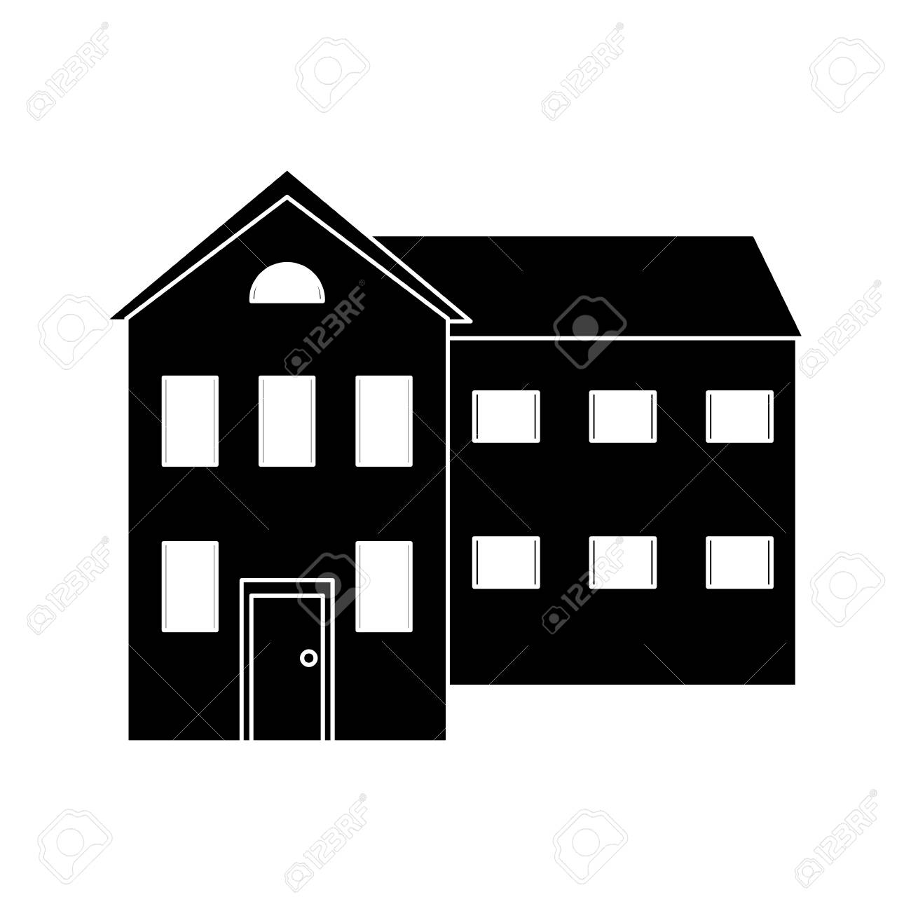 Big House And Many Windows Pictogram Vector Illustration Eps