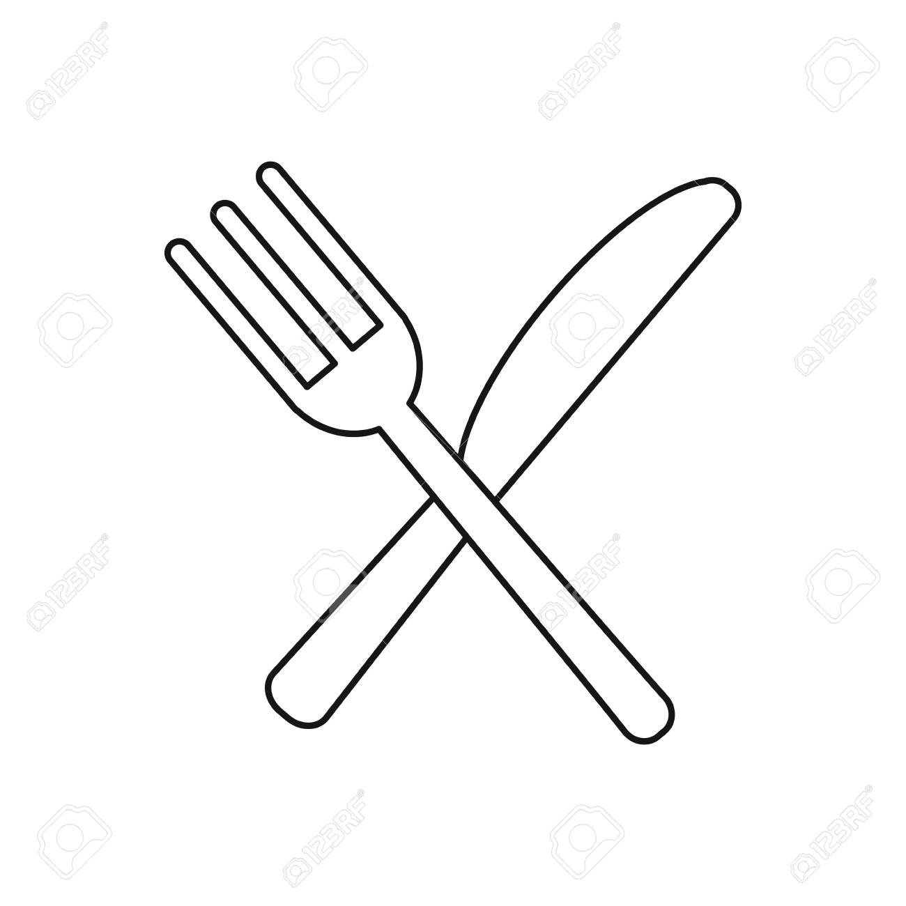 Utensils Kitchen Crossed Fork And Knife Outline Vector Illustration Eps 10  Royalty Free SVG, Cliparts, Vetores, e Ilustrações Stock. Image 67456618., image size:1300x1300