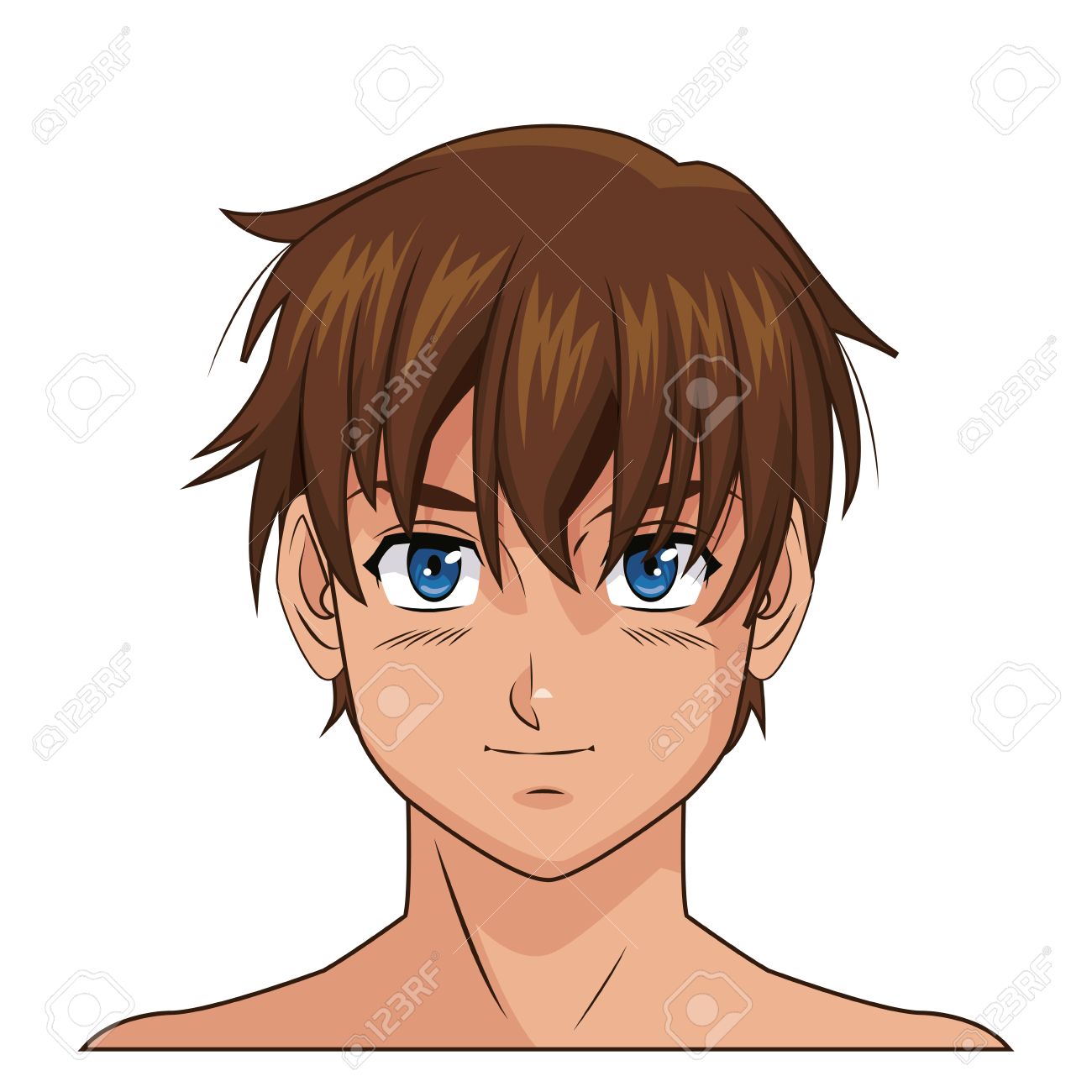 anime rosto de menino bonito com olhos azuis e cabelos grisalhos. conceito de fundo de arte de herói de mangá. vector cartoon olhar ilustração eps 7165800 Vetor no Vecteezy
