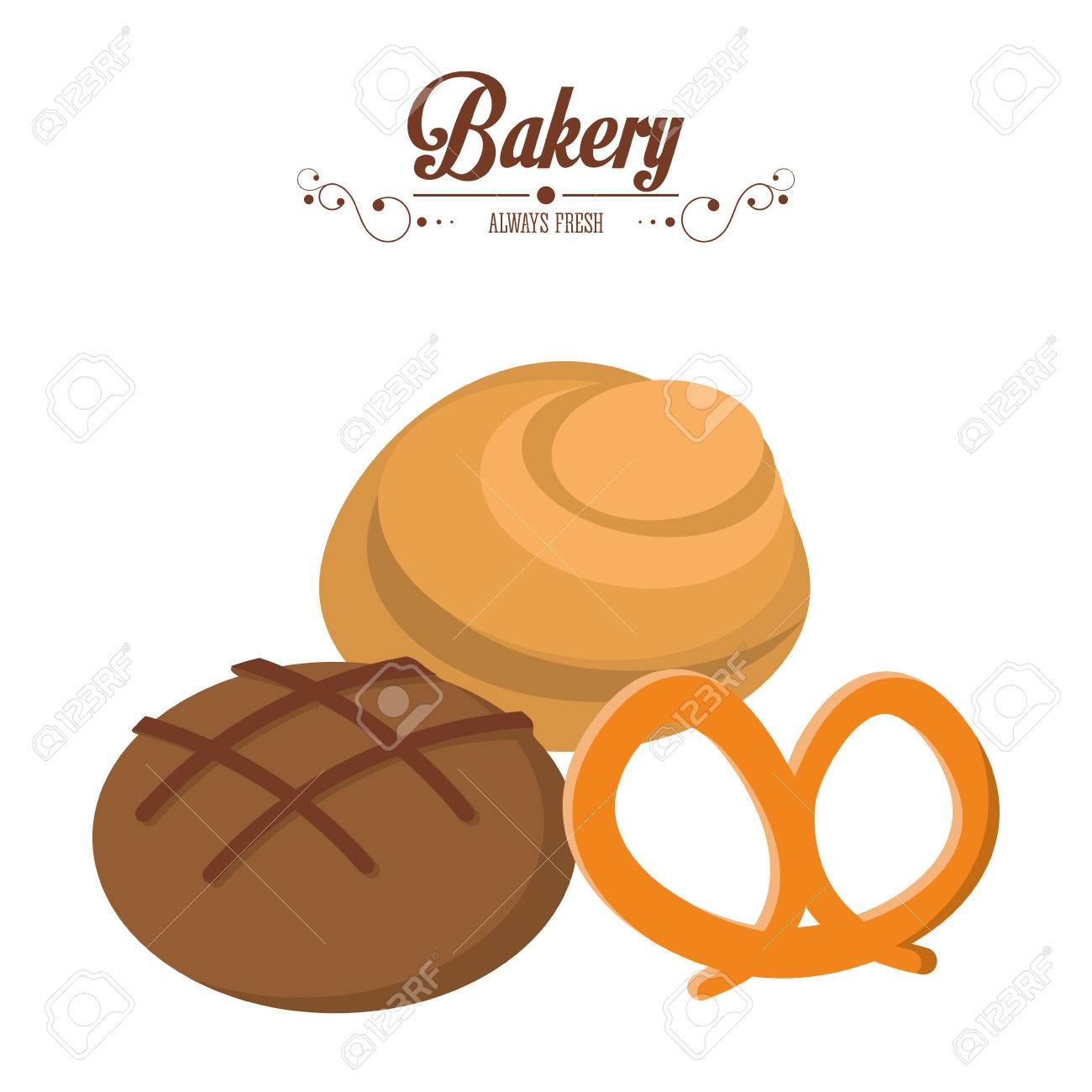ベーカリー不可欠なパンやロール プレッツェル常に新鮮なベクトル イラストのイラスト素材 ベクタ Image
