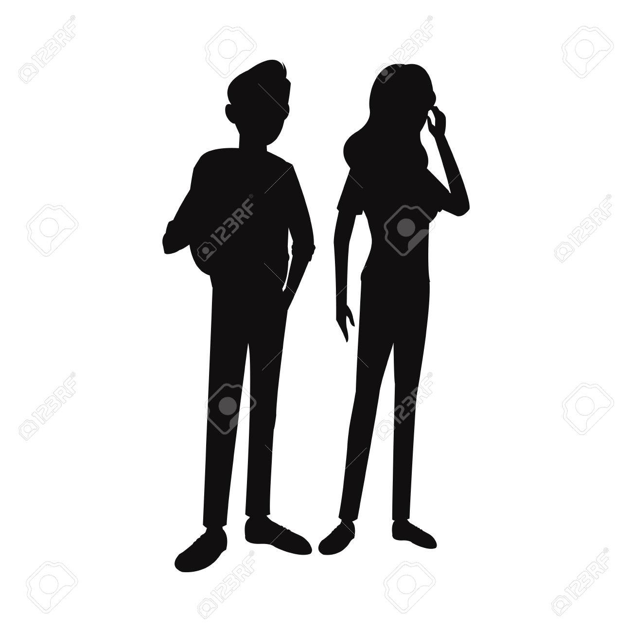 Silhouette Teens Boy Boy Girl Student Think Vector Illustration Royalty Free Cliparts Vectors And Stock Illustration Image