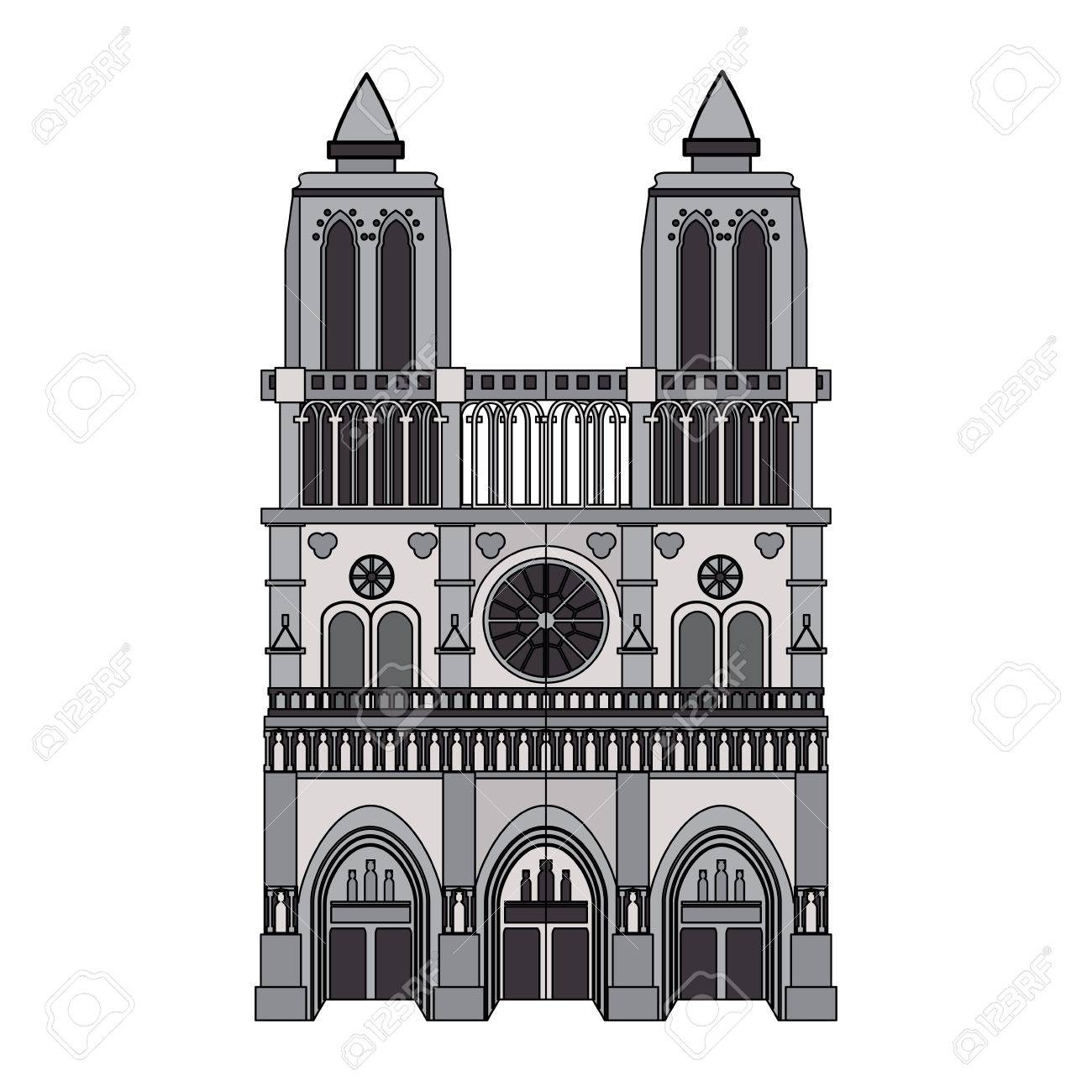 ノートルダム大聖堂パリ アイコン画像ベクトル イラスト デザインのイラスト素材 ベクタ Image