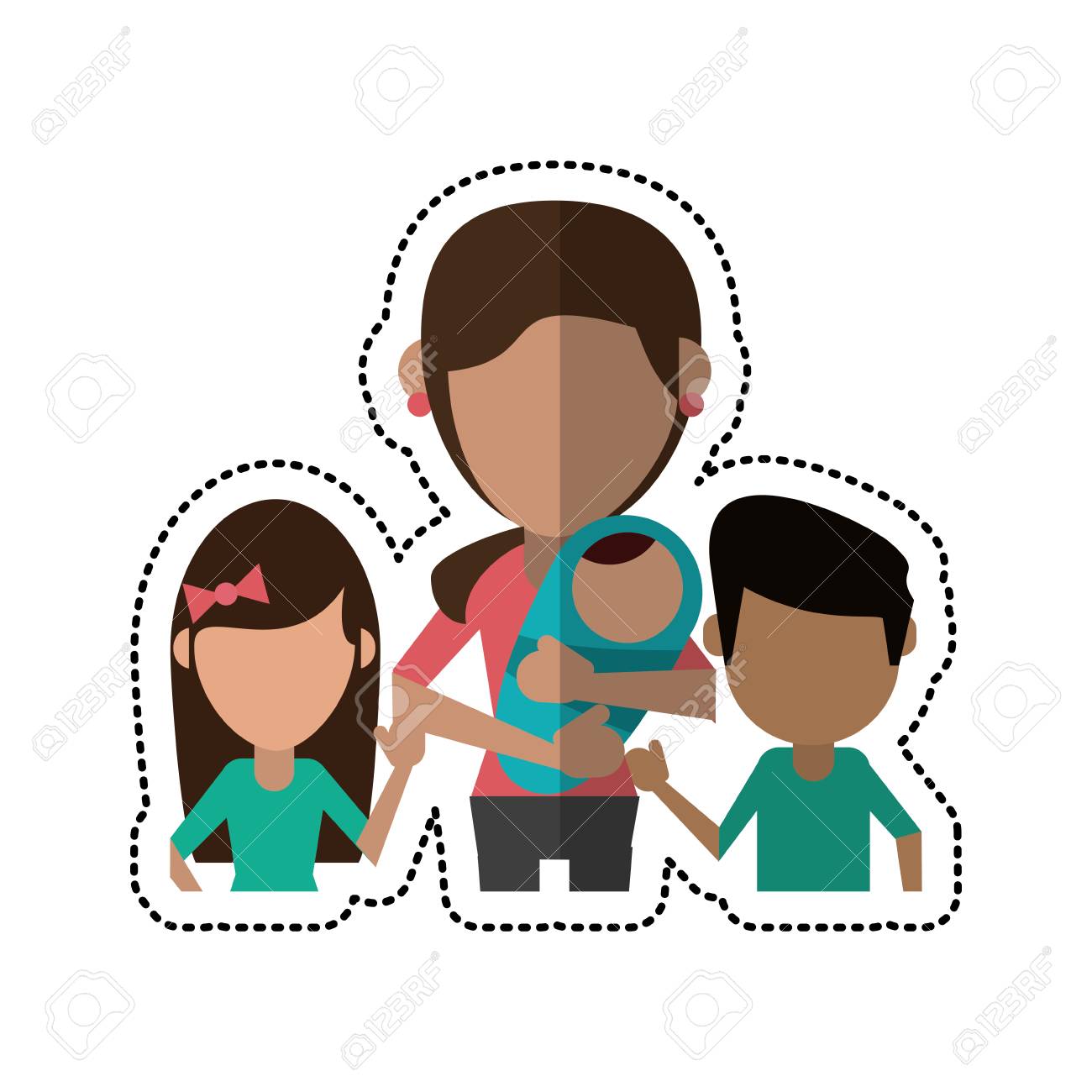 漫画の子供を持つお母さんと赤ちゃんのベクトル イラスト Eps 10のイラスト素材 ベクタ Image