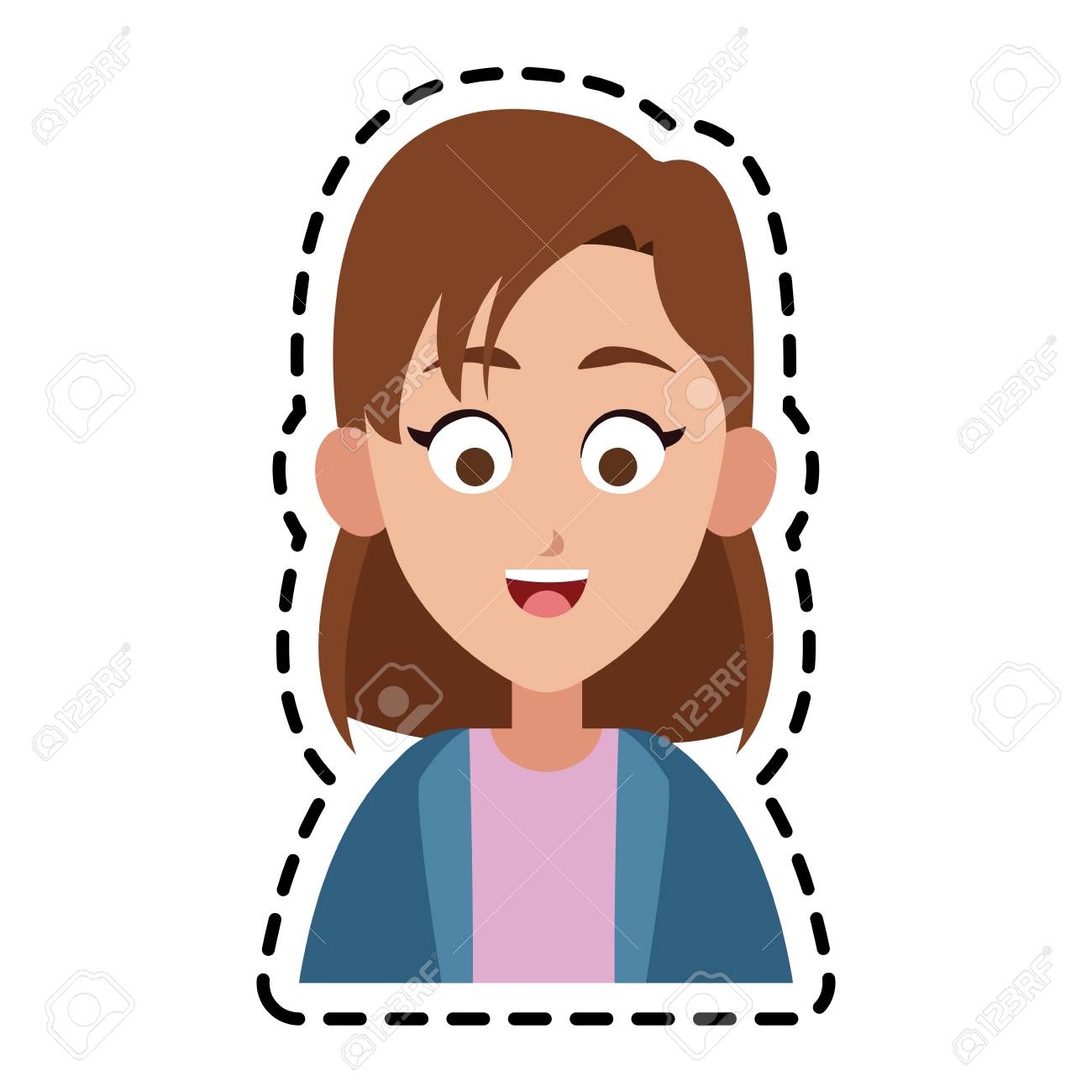 Happy Girl Kid Or Child With Short Brown Hair Icon Image Vector