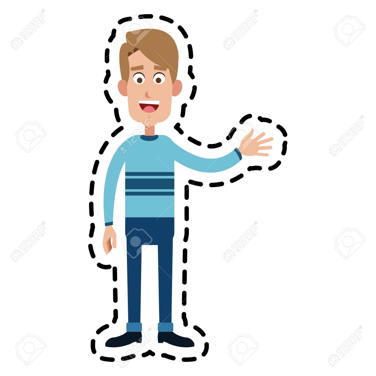 happy handsome blonde man waving hand cartoon icon image vector