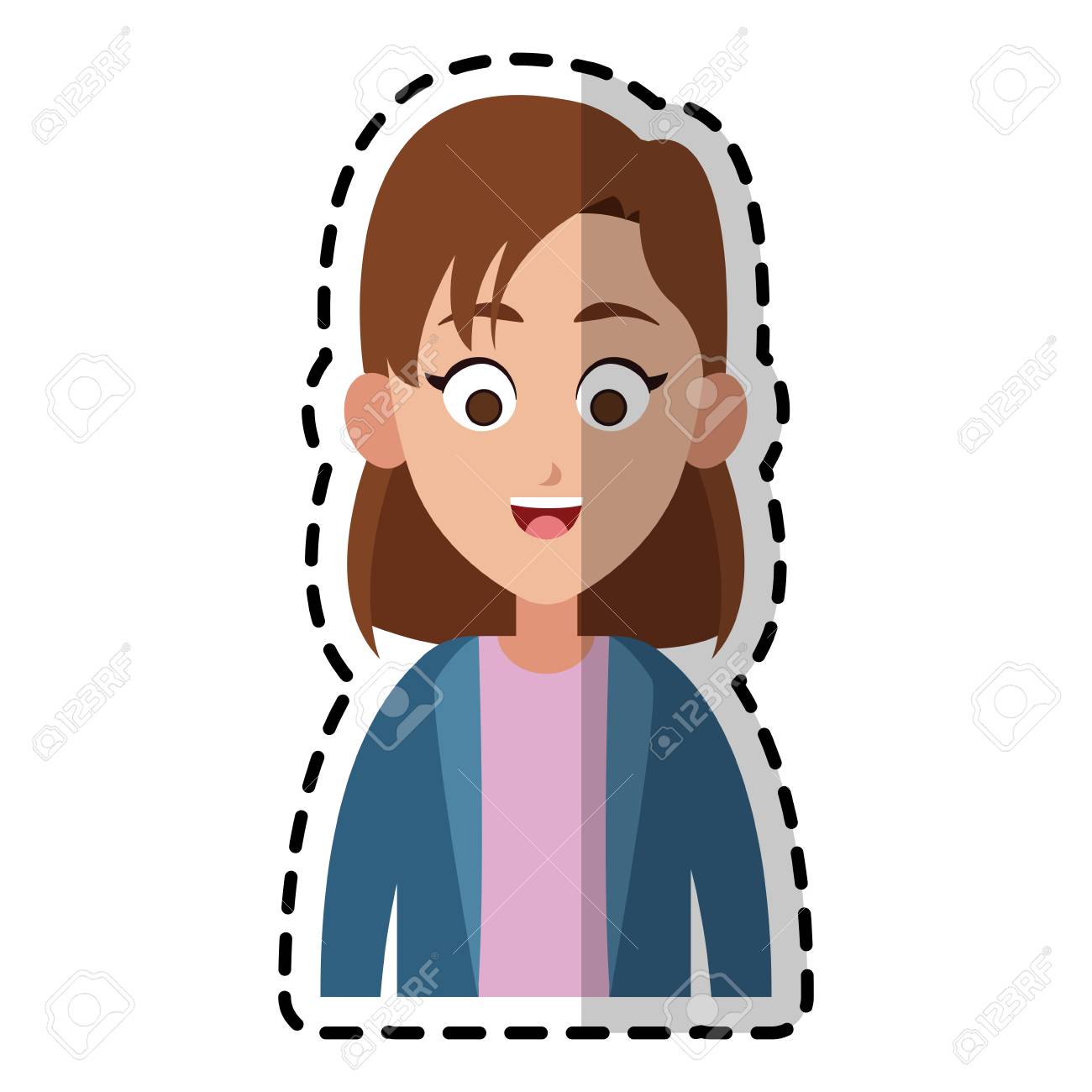 Happy Girl Kid Or Child With Short Brown Hair Icon Image Vector