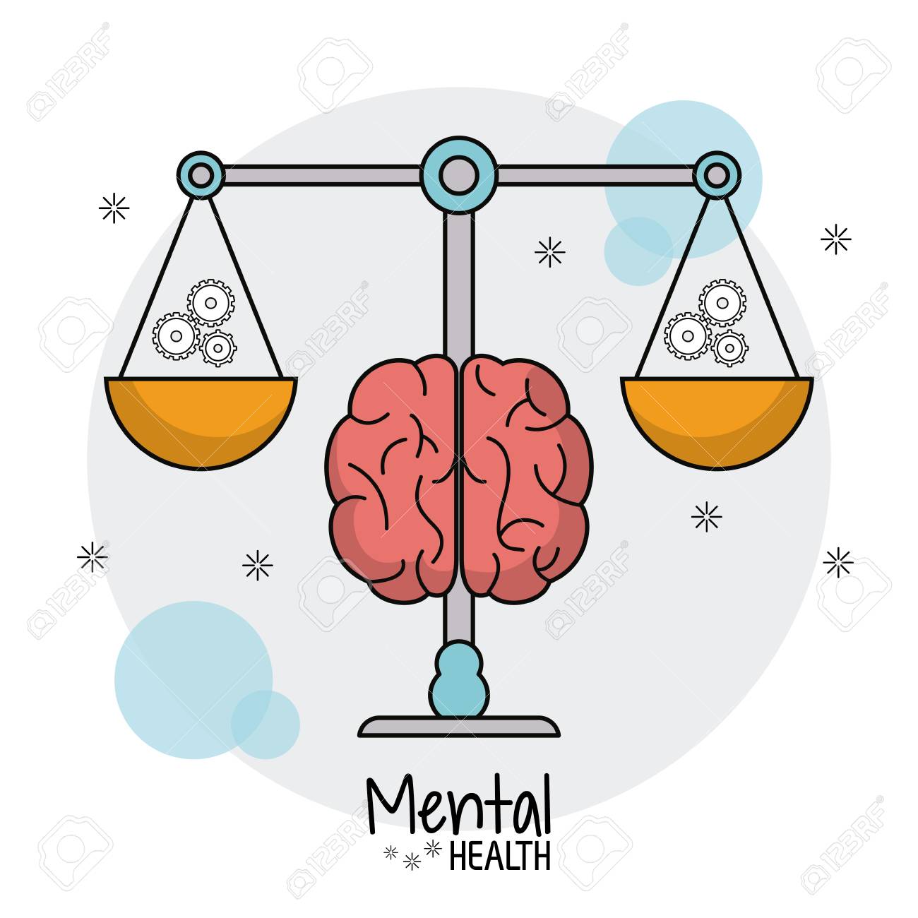 メンタルヘルス スケール重量歯車ベクトル イラスト Eps 10のイラスト素材 ベクタ Image