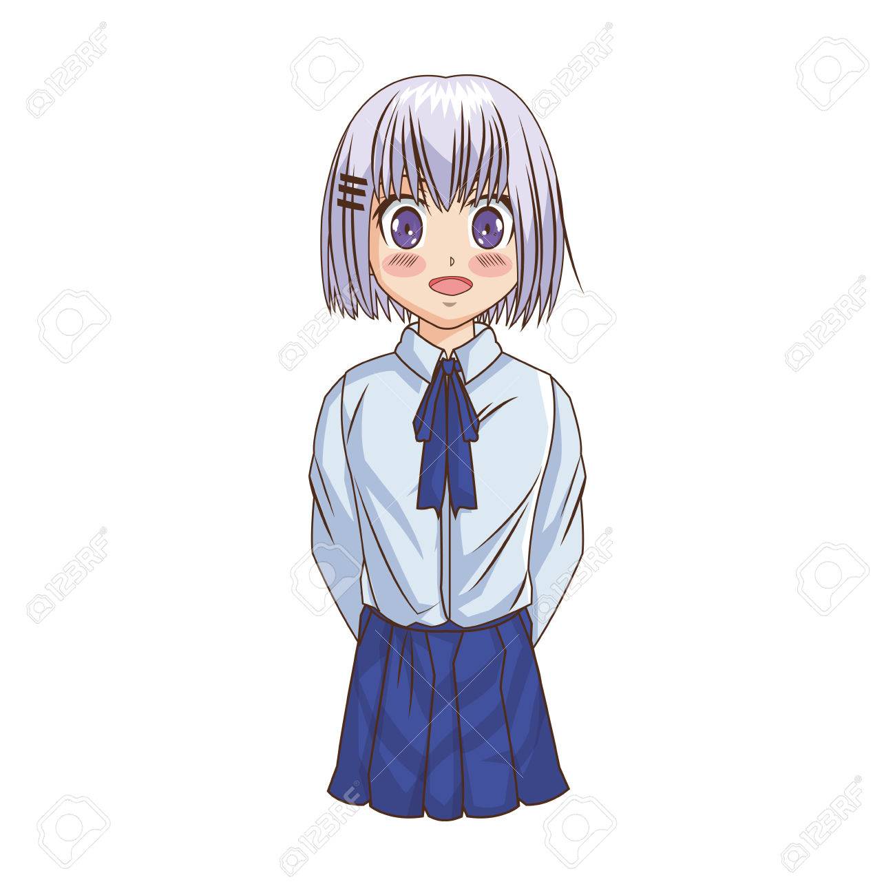 Cartoon,anime,brown Hair,mouth,school Uniform,black - Cute Anime Girl  Transparent, HD Png Download , Transparent Png Image - PNGitem