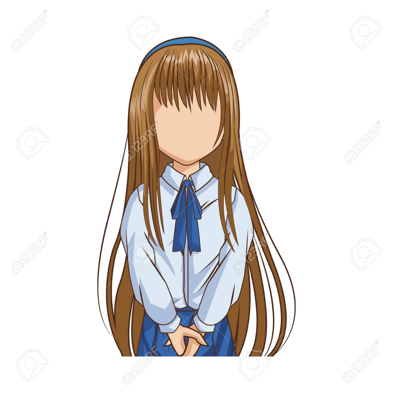 anime girl wearing school uniform, icon over white background anime girl wearing school uniform, icon over white background
