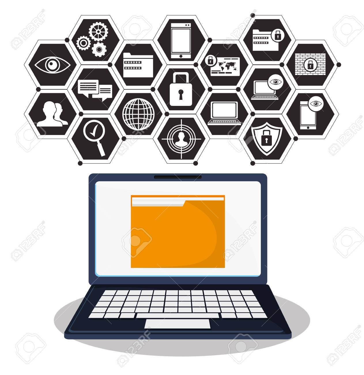 Cyber Security Technology Data Folder File Vector Illustration Royalty Free Cliparts Vectors And Stock Illustration Image