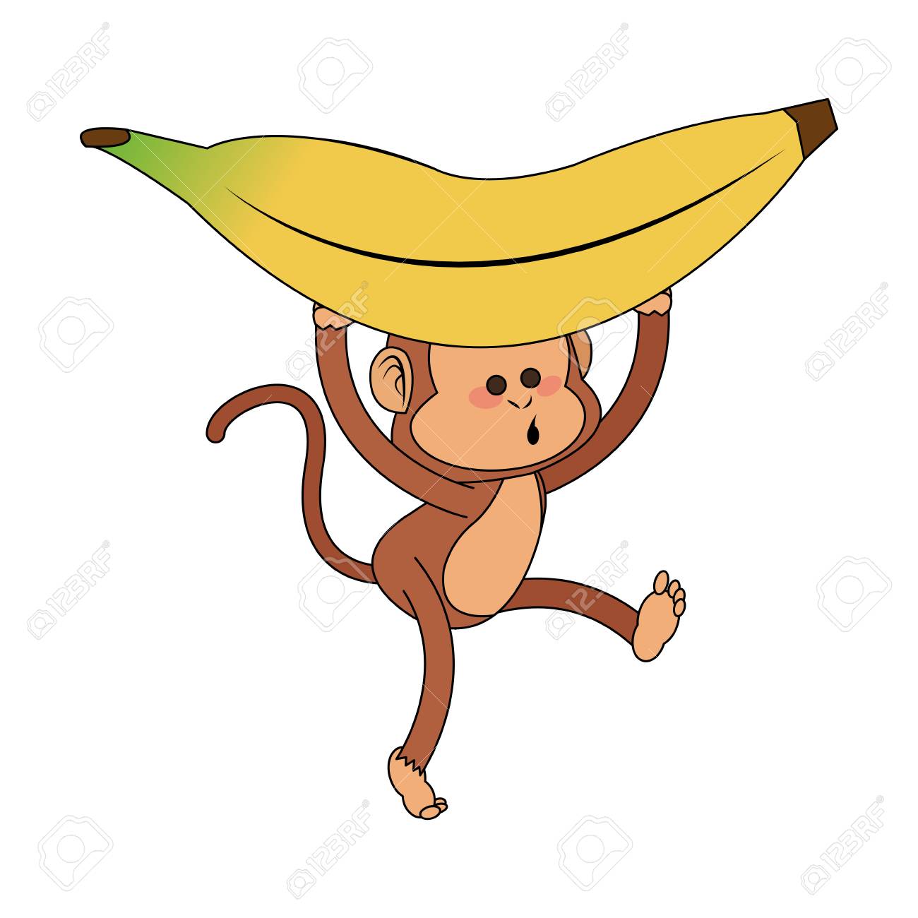 Ilustração vetorial desenhada à mão com alto detalhe de macaco com banana, desenho realista, esboço