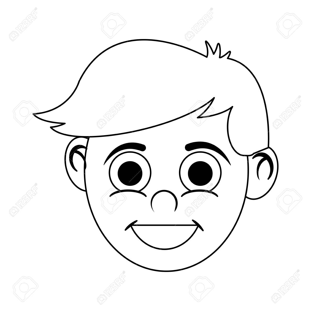 Happy Boy Face Cartoon Icon Over White Background Vector Illustration