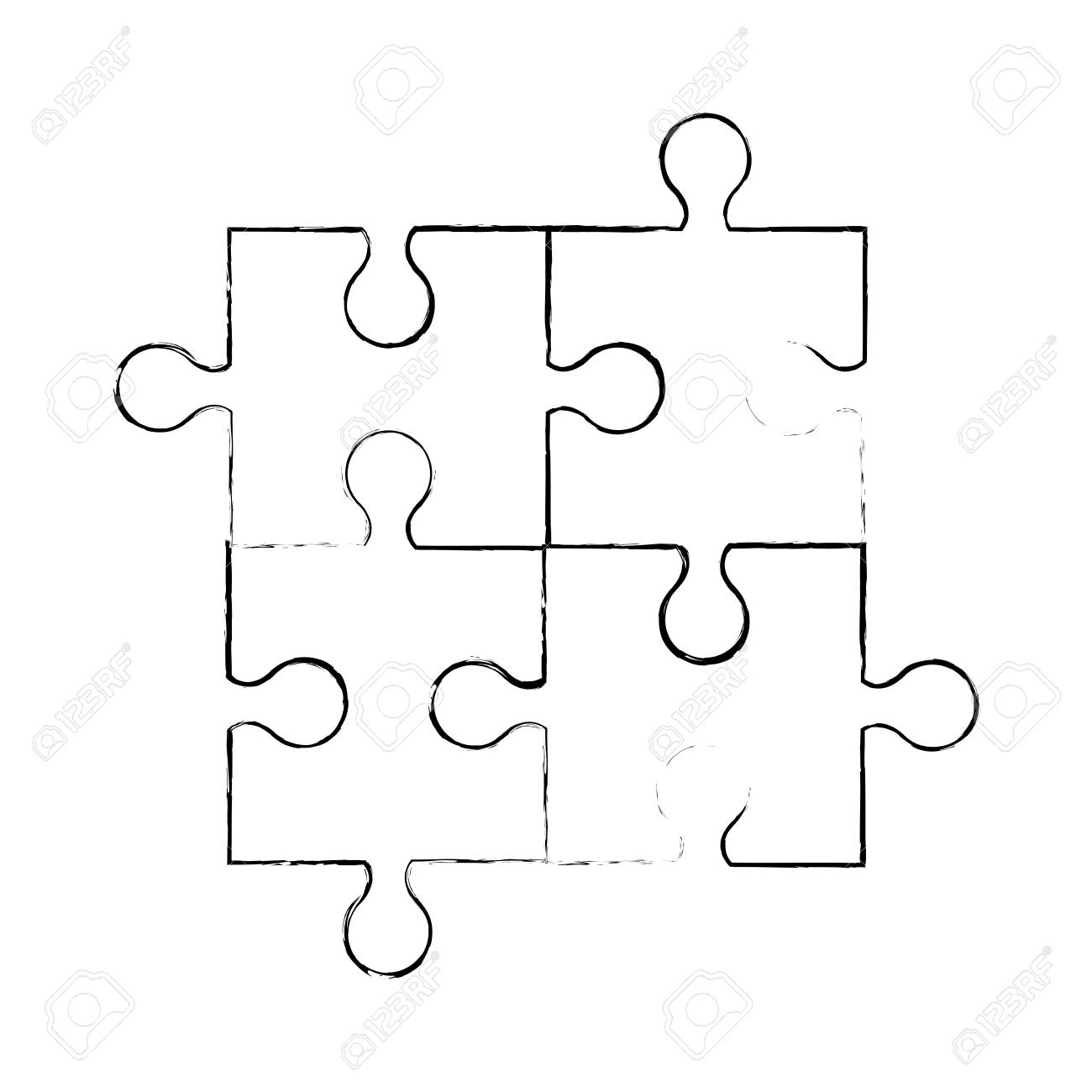 パズル ピース ジグソー パズル ベクトル イラスト Eps 10 をスケッチします のイラスト素材 ベクタ Image