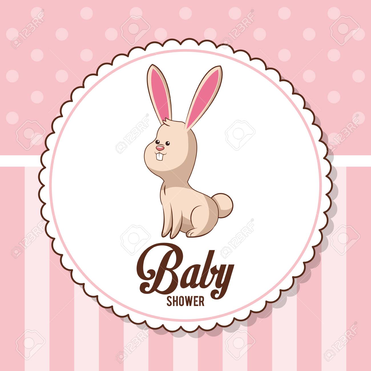 Baby Shower Card Invitation Bunny Decorative Vector Illustration Baby Shower Card Invitation Bunny Decorative Vector Illustration