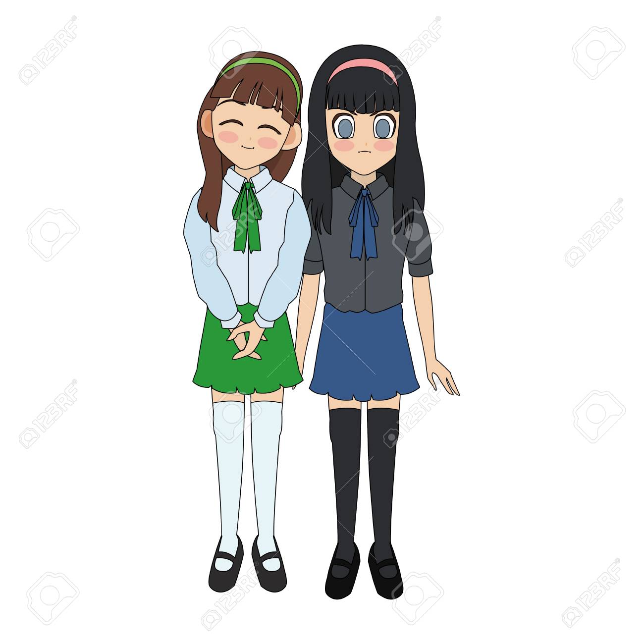 Cute Anime Ou Manga Ecole Filles Icone Image Vector Illustration Design Clip Art Libres De Droits Vecteurs Et Illustration Image