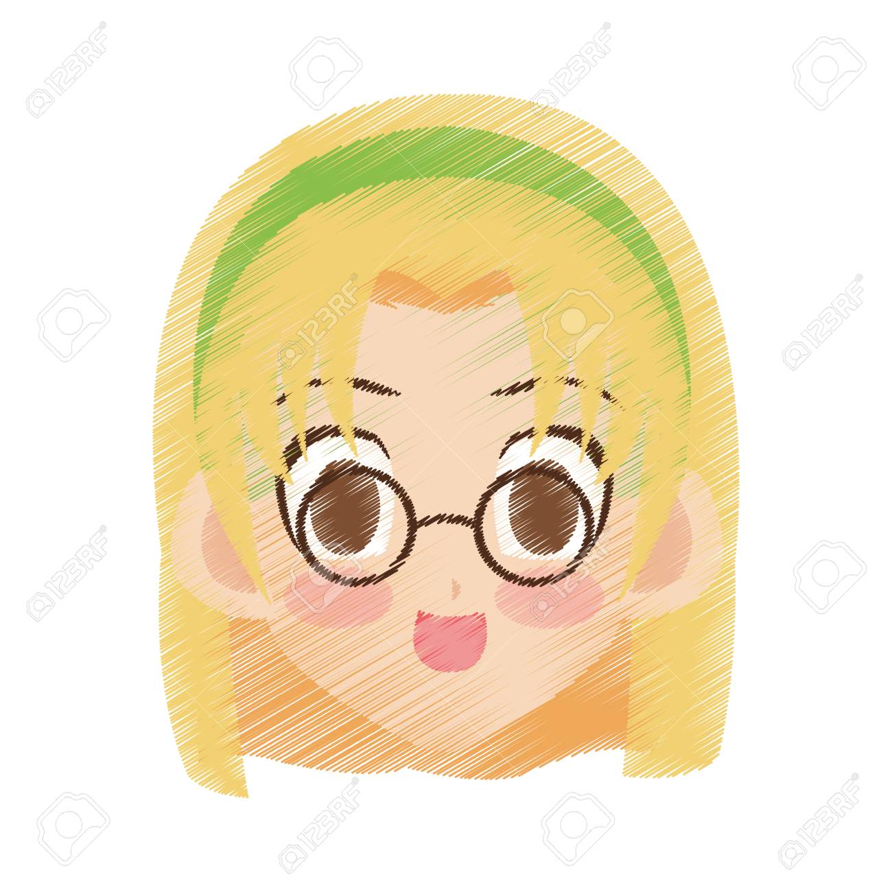 Face Of Cute Anime Or Manga Girl With Blonde Hair And Brown Eyes