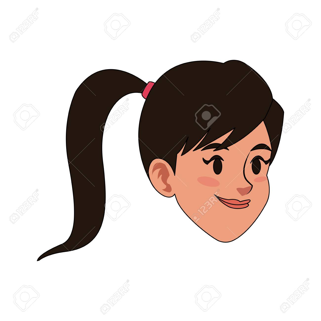 ポニーテール アイコン画像ベクトル イラスト デザインで若いきれいな女性のイラスト素材 ベクタ Image