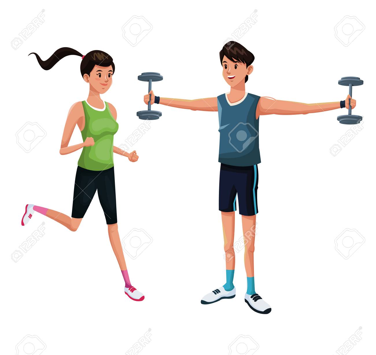 カップル スポーツ フィットネス トレーニング ベクトル イラスト Eps 10のイラスト素材 ベクタ Image