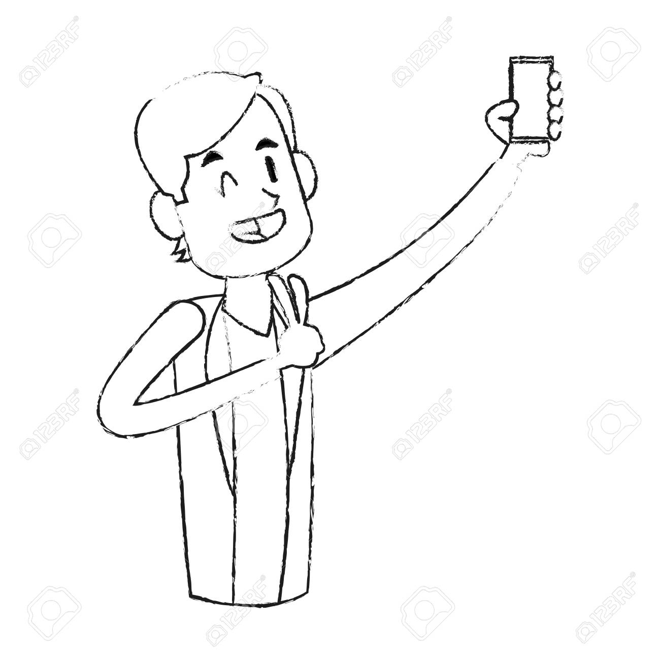 男画像電話アイコン画像ベクトル イラスト デザインのポーズのイラスト素材 ベクタ Image