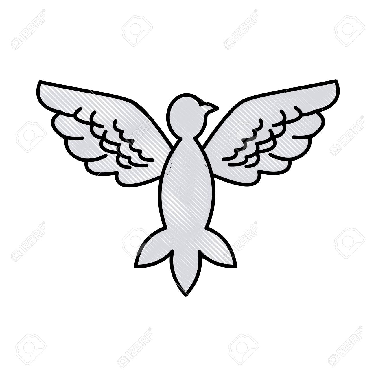 Dessin Oiseau Pigeon Liberté Paix Ailes Ouverte Illustration Vectorielle