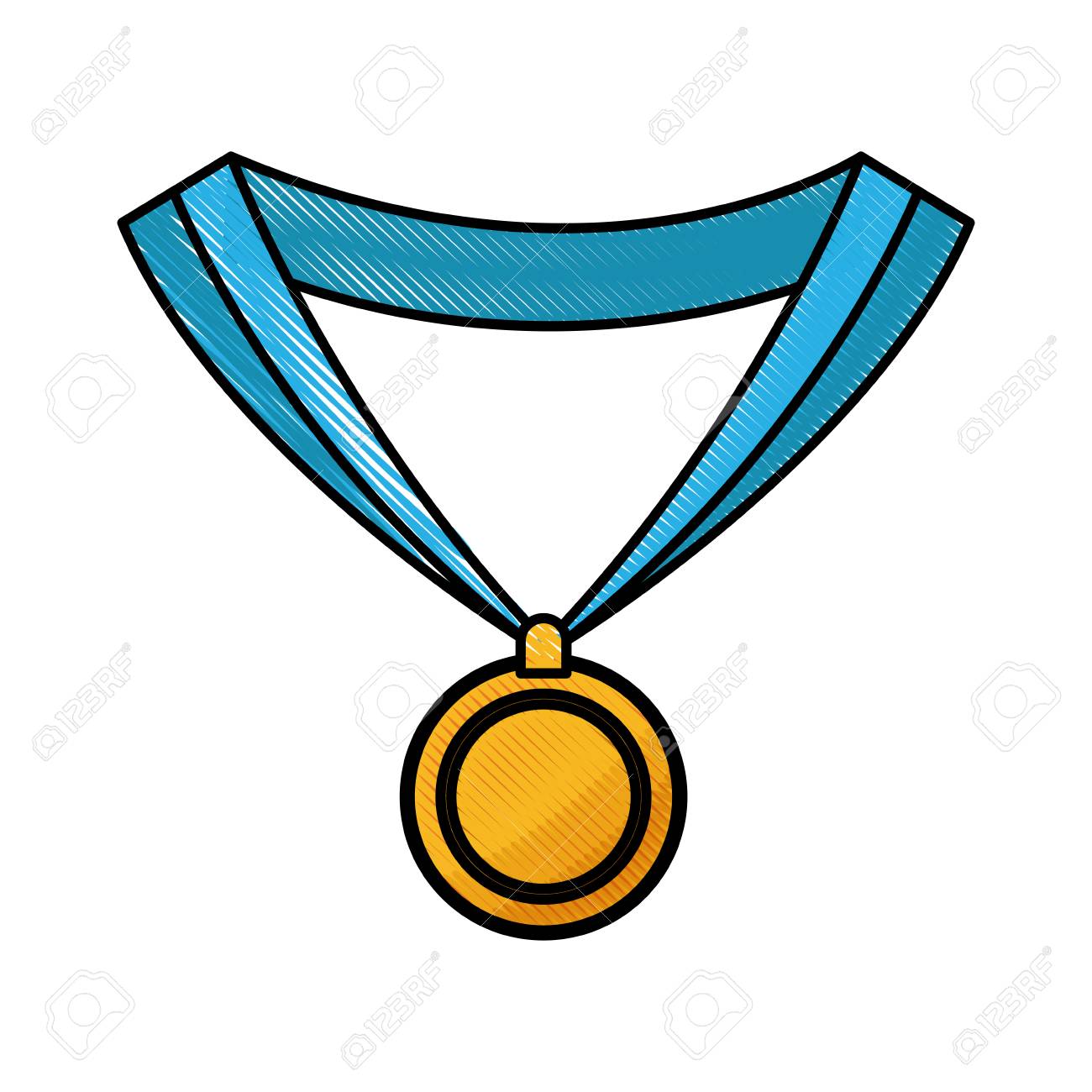 drawing medal award win sport image vector illustration royalty free
