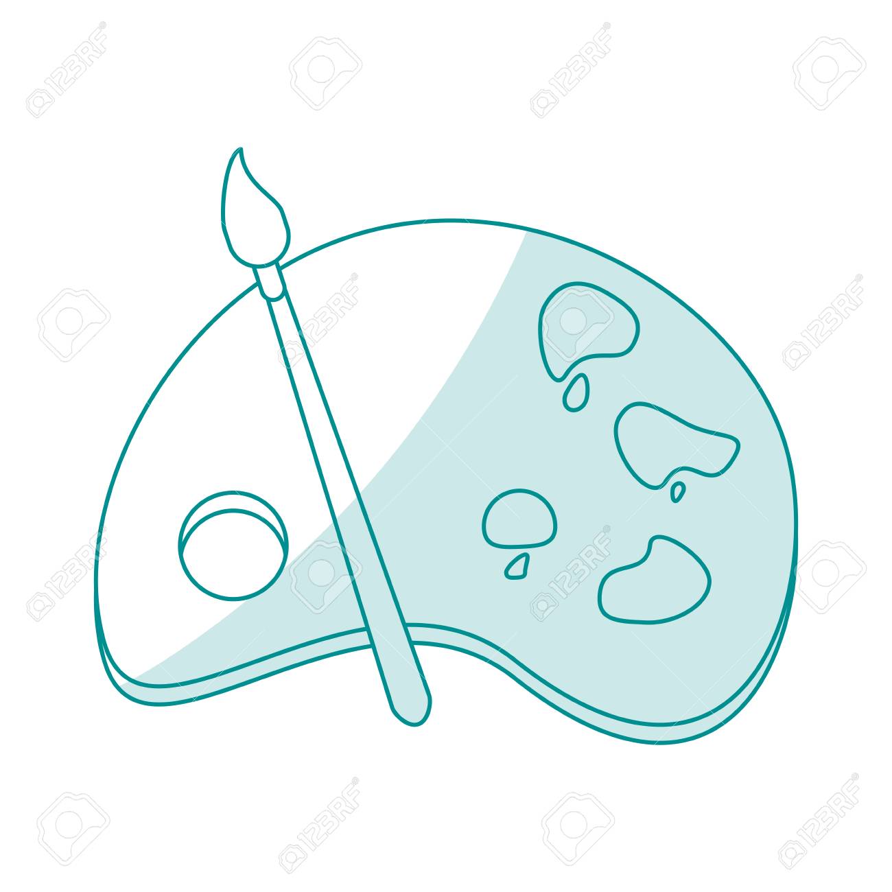 Blue Silhouette Shading Watercolor Palette Art Tool With Brush