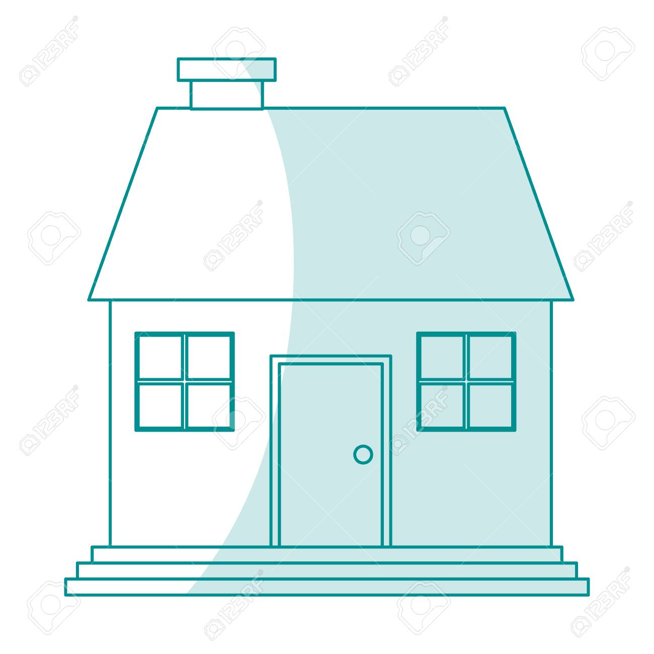 Schones Haus Der Blauen Schattenbildschattierungs Zeichentrickfilm