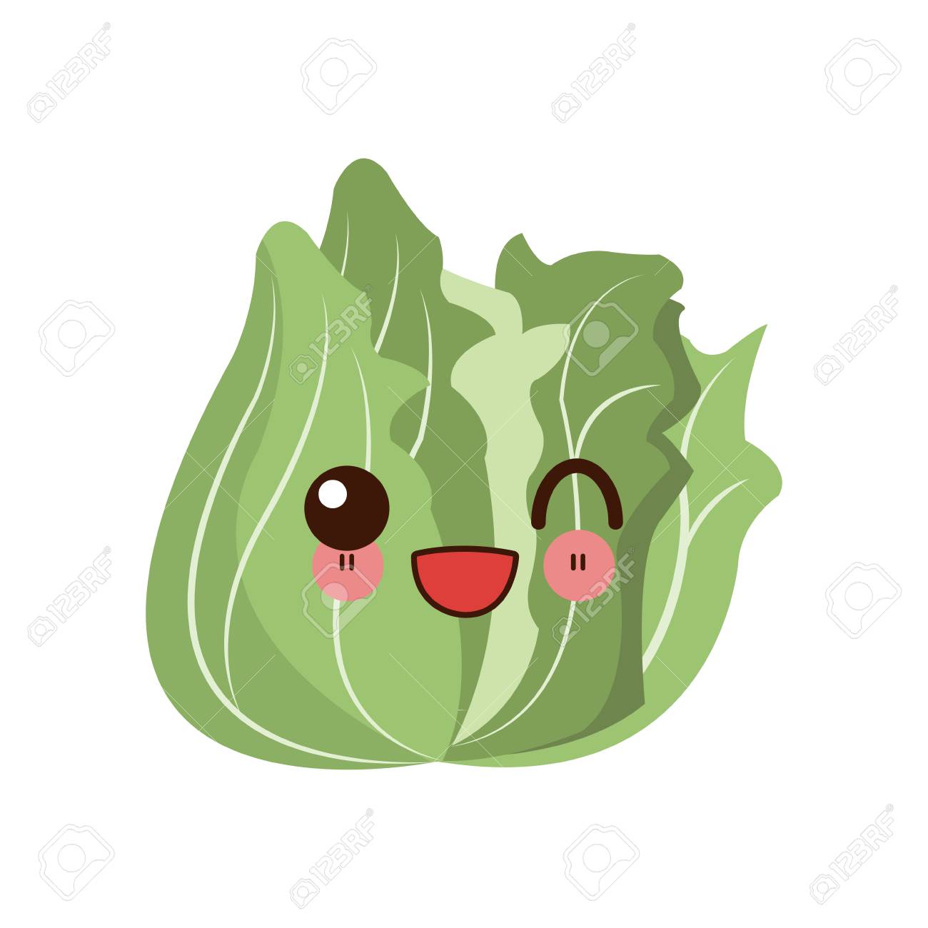 かわいいレタス野菜生鮮食品イメージ ベクトル イラストのイラスト素材 ベクタ Image