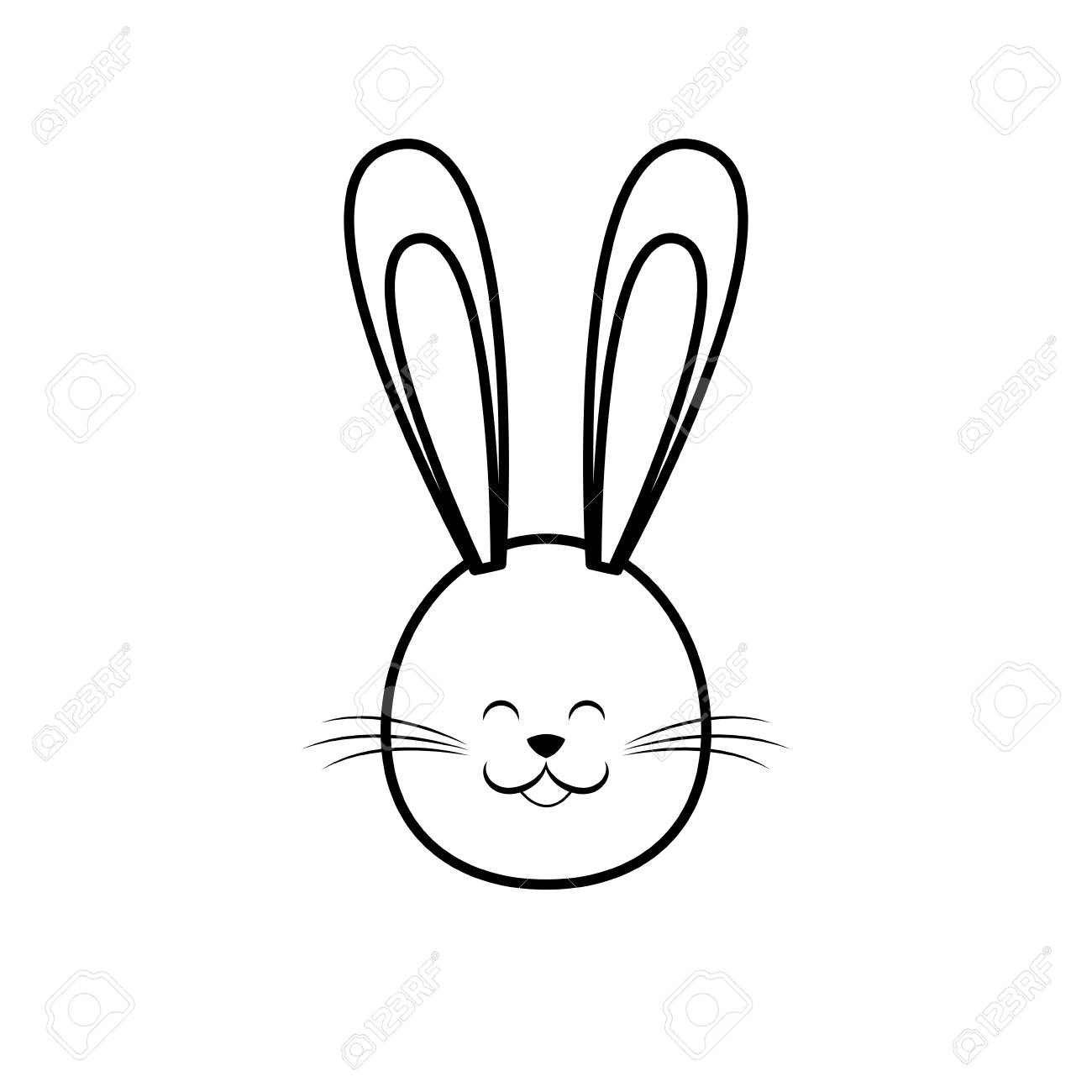 かわいいイースター バニー顔行ベクトル イラスト のイラスト素材 ベクタ Image